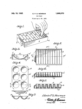 U.S. patent for ice trays 1930